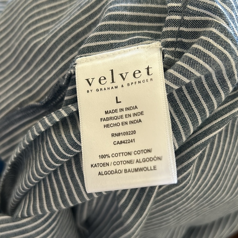Velvet by Graham Embroidered Chambray Striped Top - Picture 10 of 11